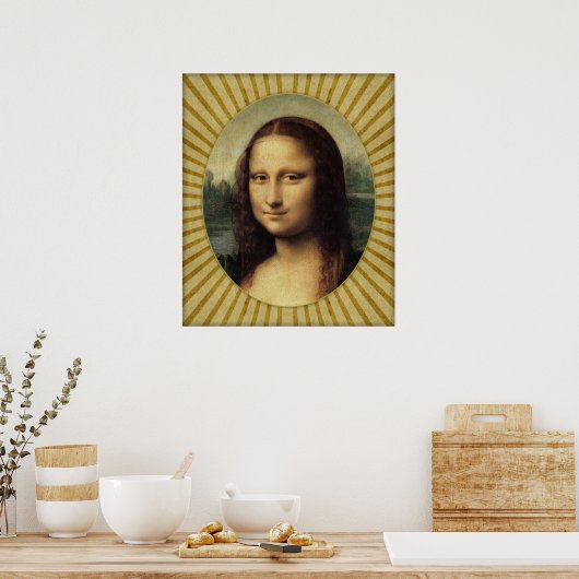 Leonardo da Vinci - Mona Lisa im Detail Poster (Küche)