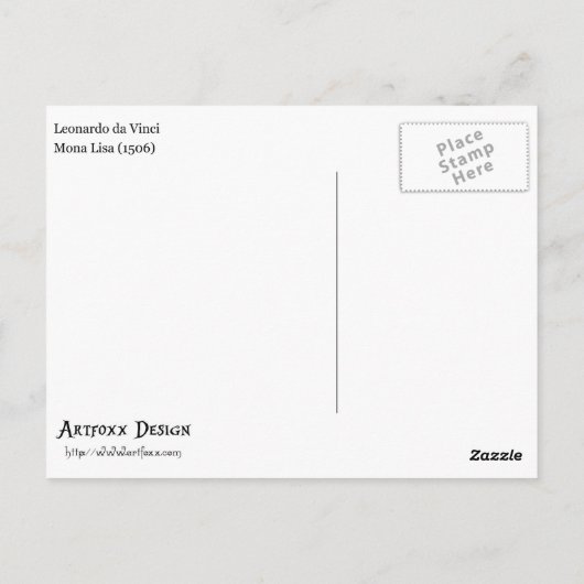 Leonardo Da Vinci Mona Lisa Kunstmalerei Postkarte (Rückseite)