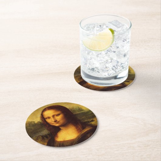 Leonardo Da Vinci Mona Lisa Kunstmalerei Runder Pappuntersetzer (Vor Ort)