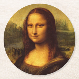 Leonardo Da Vinci Mona Lisa Kunstmalerei Runder Pappuntersetzer