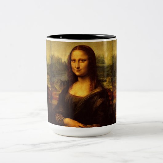 Leonardo Da Vinci Mona Lisa Kunstmalerei Zweifarbige Tasse (Mittel)