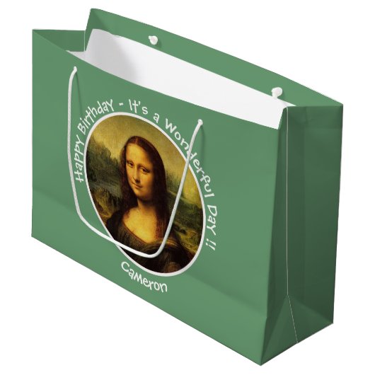 Leonardo da Vinci Mona Lisa Party Collection Große Geschenktüte (Vorderseite Schrägansicht)