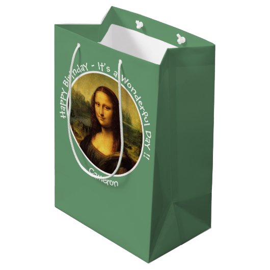 Leonardo da Vinci Mona Lisa Party Collection Mittlere Geschenktüte (Rückseite Schrägansicht)