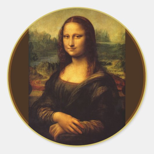 Leonardo da Vinci Mona Lisa Runder Aufkleber (Vorderseite)