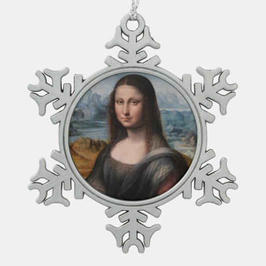Leonardo da Vinci| Mona Lisa Schneeflocken Zinn-Ornament (Vorderseite)