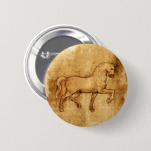 Leonardo da Vinci-Pferdekunst Button (Vorne & Hinten)