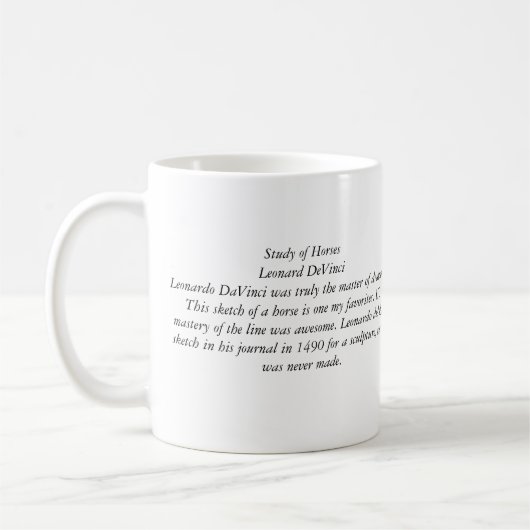 Leonardo da Vinci PferdeTasse Kaffeetasse (Links)