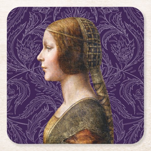 Leonardo da Vinci Portrait La Bella Principessa Rechteckiger Pappuntersetzer (Vorderseite)