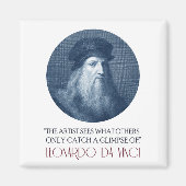 Leonardo da Vinci Portrait mit Zitat Magnet (Vorne)