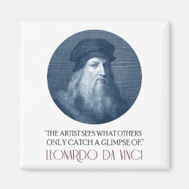 Leonardo da Vinci Portrait mit Zitat Magnet