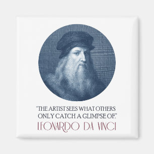 Leonardo da Vinci Portrait mit Zitat Magnet