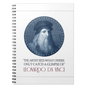 Leonardo da Vinci Portrait mit Zitat Notizblock