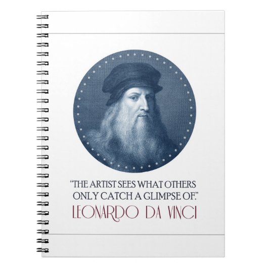 Leonardo da Vinci Portrait mit Zitat Notizblock (Vorderseite)