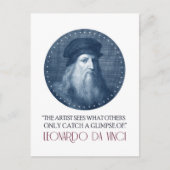Leonardo da Vinci Portrait mit Zitat Postkarte (Vorderseite)