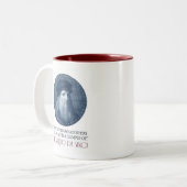 Leonardo da Vinci Portrait mit Zitat Zweifarbige Tasse (Vorderseite Links)