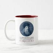 Leonardo da Vinci Portrait mit Zitat Zweifarbige Tasse (Links)