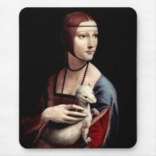 Leonardo da Vinci - Porträt einer Dame mit Ermine Mousepad (Vorne)