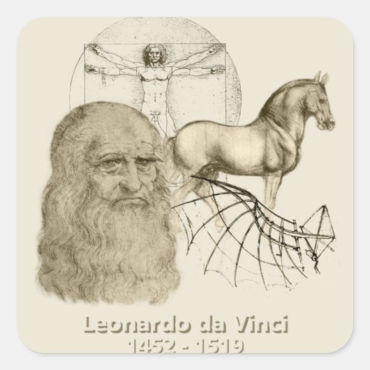 Leonardo da Vinci Quadratischer Aufkleber (Vorderseite)