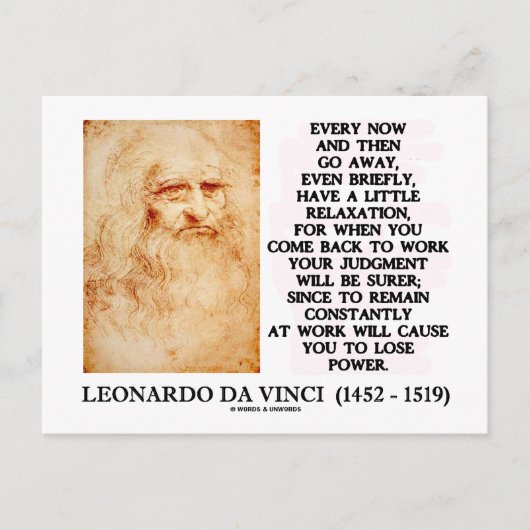 Leonardo da Vinci Relaxation Work Judgment Power Postkarte (Vorderseite)