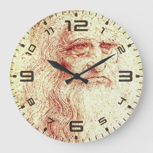 Leonardo da Vinci Renaissance Art Wall Clock Große Wanduhr (Vorderseite)