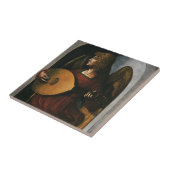 Leonardo da Vinci"s Ein Engel in Rot mit Lute Fliese (Seite)