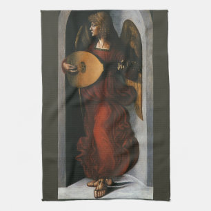 Leonardo da Vinci"s Ein Engel in Rot mit Lute Geschirrtuch