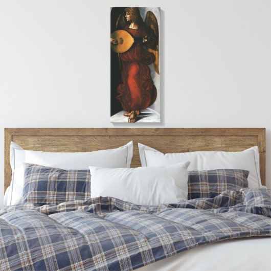 Leonardo da Vinci"s Ein Engel in Rot mit Lute Leinwanddruck (Insitu (Schlafzimmer))