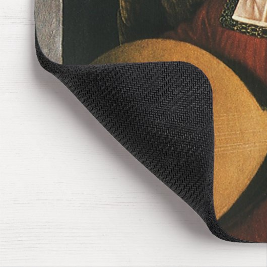 Leonardo da Vinci"s Ein Engel in Rot mit Lute Mousepad (Ecke)