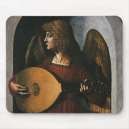 Leonardo da Vinci"s Ein Engel in Rot mit Lute Mousepad (Vorne)