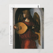Leonardo da Vinci"s Ein Engel in Rot mit Lute Postkarte (Vorne/Hinten)