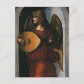 Leonardo da Vinci"s Ein Engel in Rot mit Lute Postkarte (Vorderseite)