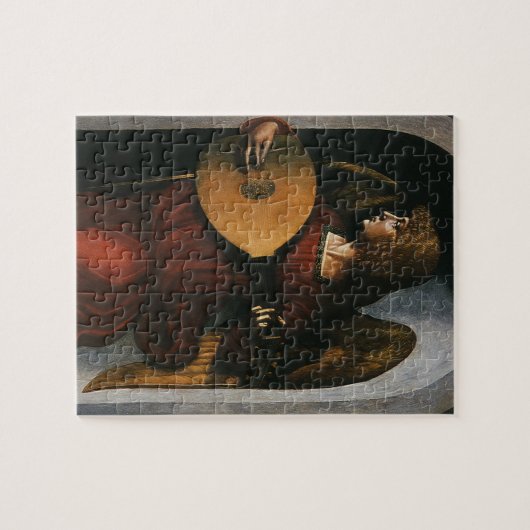 Leonardo da Vinci"s Ein Engel in Rot mit Lute Puzzle (Horizontal)
