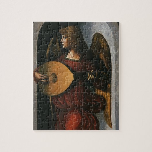 Leonardo da Vinci"s Ein Engel in Rot mit Lute Puzzle (Vertikal)