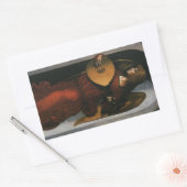 Leonardo da Vinci"s Ein Engel in Rot mit Lute Rechteckiger Aufkleber (Umschlag)