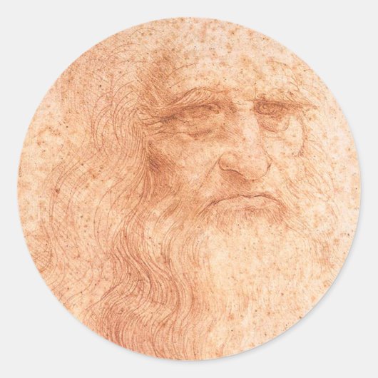 Leonardo da Vinci Selbstportrait Roter Chalk Runder Aufkleber (Vorderseite)