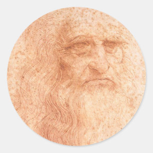 Leonardo da Vinci Selbstportrait Roter Chalk Runder Aufkleber