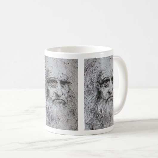 Leonardo da Vinci-Selbstporträt Kaffeetasse (VorderseiteRechts)