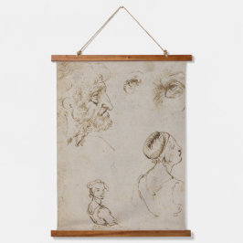 Leonardo Da Vinci Sketches Berühmte Art Wood Wall Wandteppich Mit Holzrahmen
