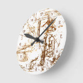 Leonardo Da Vinci Skizzen mit umgekehrten Zahlen Runde Wanduhr (Winkel)