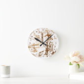 Leonardo Da Vinci Skizzen mit umgekehrten Zahlen Runde Wanduhr (Zuhause)