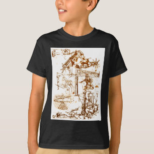 Leonardo da Vinci skizzierte schwarze T - Shirts