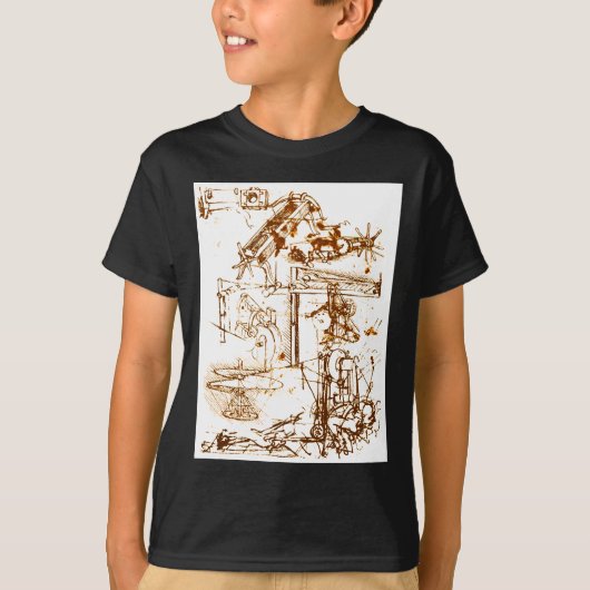Leonardo da Vinci skizzierte schwarze T - Shirts (Vorderseite)