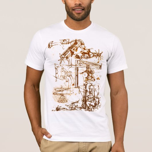 Leonardo da Vinci skizzierte weiße T - Shirts (Vorderseite)