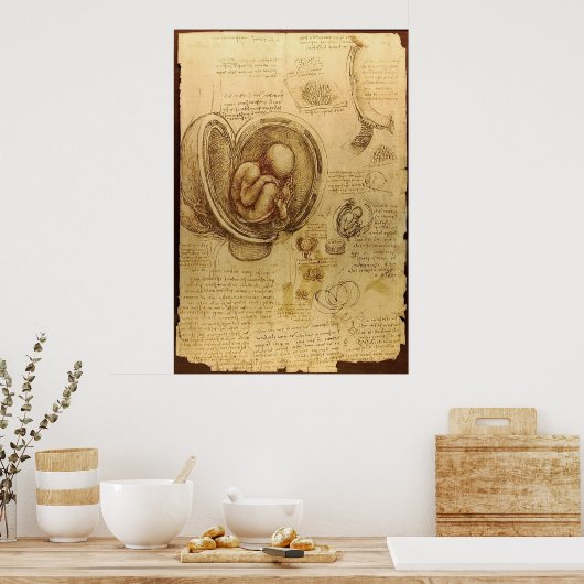 Leonardo Da Vinci - Studie über Anatomie Poster (Küche)