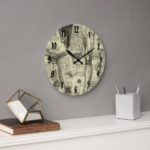 Leonardo da Vinci Vintage menschliche Anatomie Keh Große Wanduhr