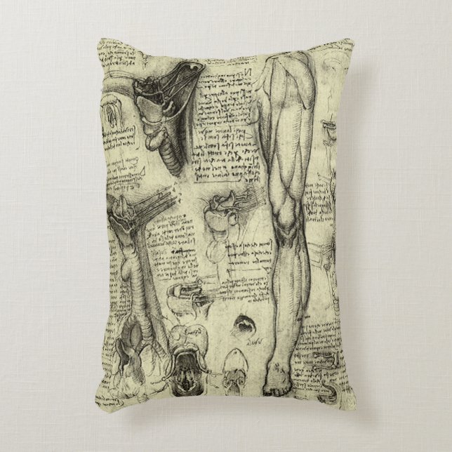 Leonardo da Vinci Vintage menschliche Anatomie Lar Dekokissen (Vorderseite(Vertikal))