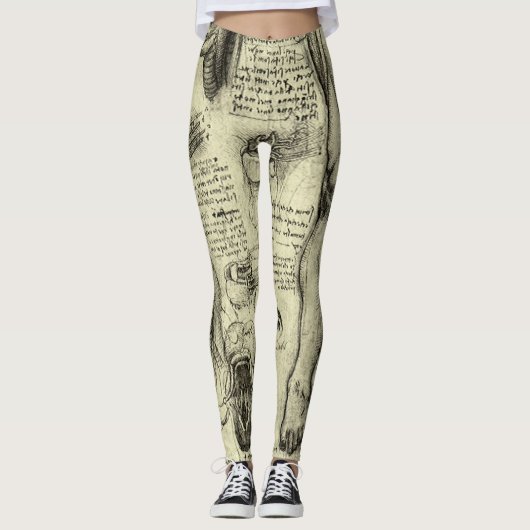 Leonardo da Vinci Vintage menschliche Anatomie Lar Leggings (Vorderseite)