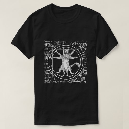 Leonardo Da Vinci Vitruvian Katzenliebhaber T-Shirt (Design vorne)