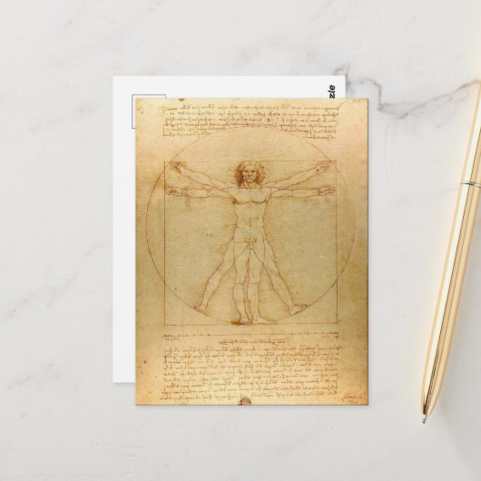 Leonardo Da Vinci, Vitruvian Man, Goldener Schnitt Postkarte (Vorderseite/Rückseite Beispiel)