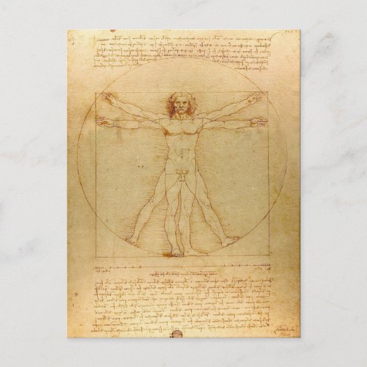 Leonardo Da Vinci, Vitruvian Man, Goldener Schnitt Postkarte (Vorderseite)